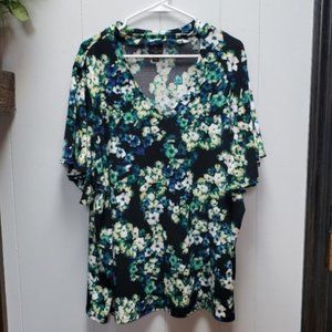 Worthington Choker Keyhole Flutter Sleeve Blouse